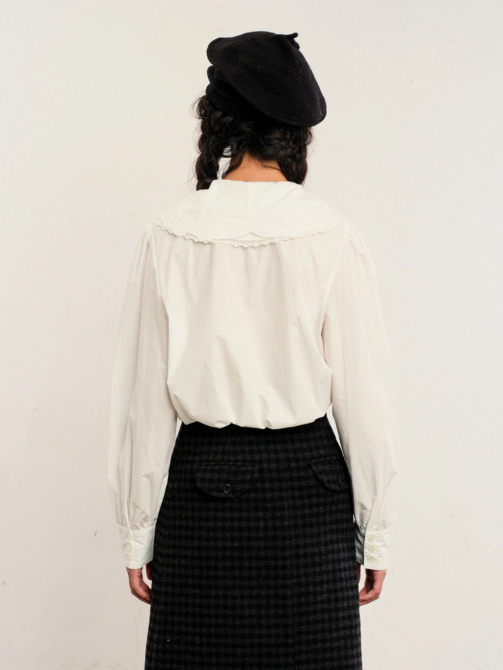 Vintage Embroidered Cotton Collar Blouse