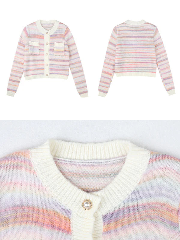 Pastel Dream Striped Cozy Cardigan