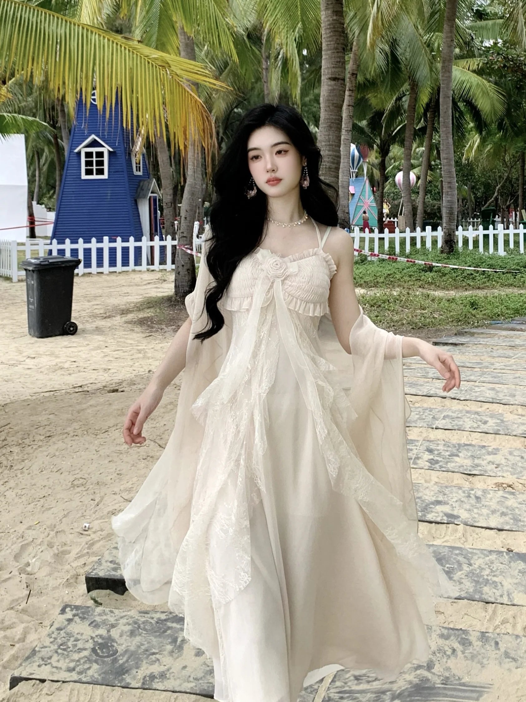 Ethereal Lace Rose Gown