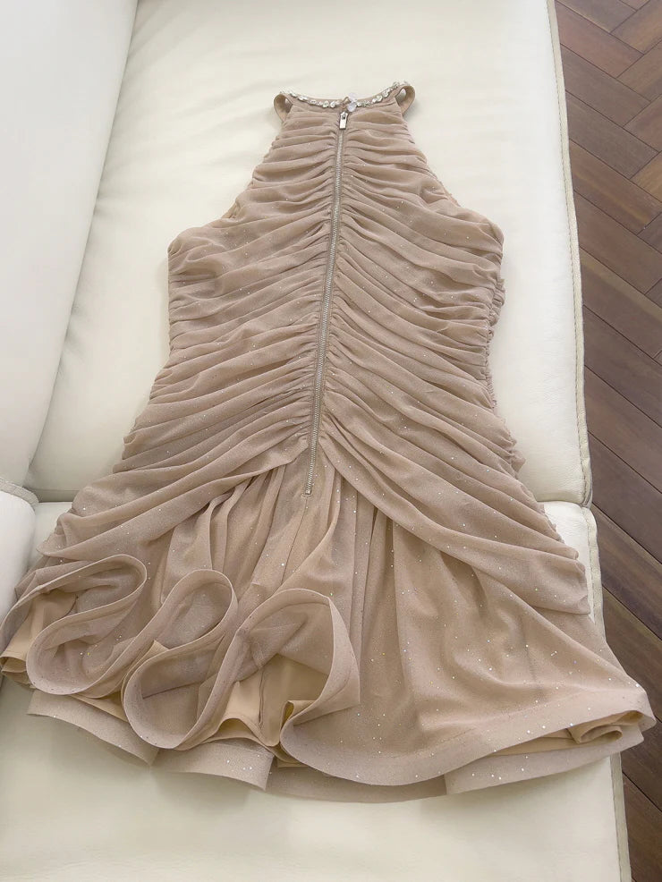 Glitter Blossom Embellished Mini Dress