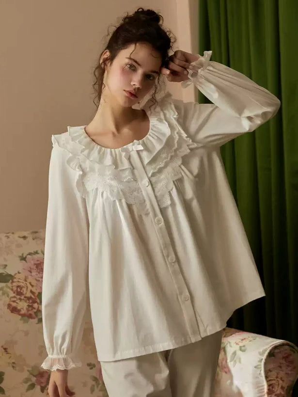 White Whisper Lace Pajama Set