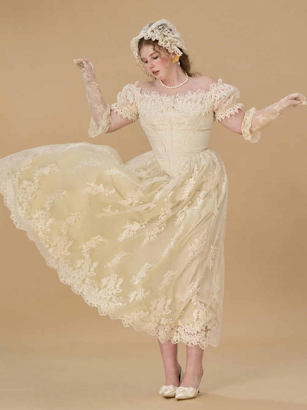 Royal Ivory Lace Ball Gown