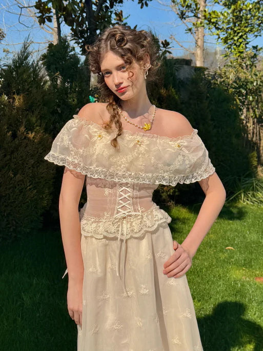 Buttercream Lace Corset Top & Skirt