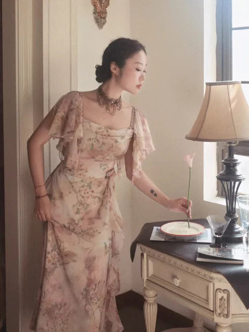 Whispering Petals Chiffon Dress