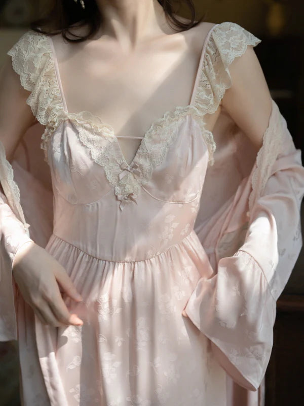 Blush Rose Garden Lace Nightgown Set