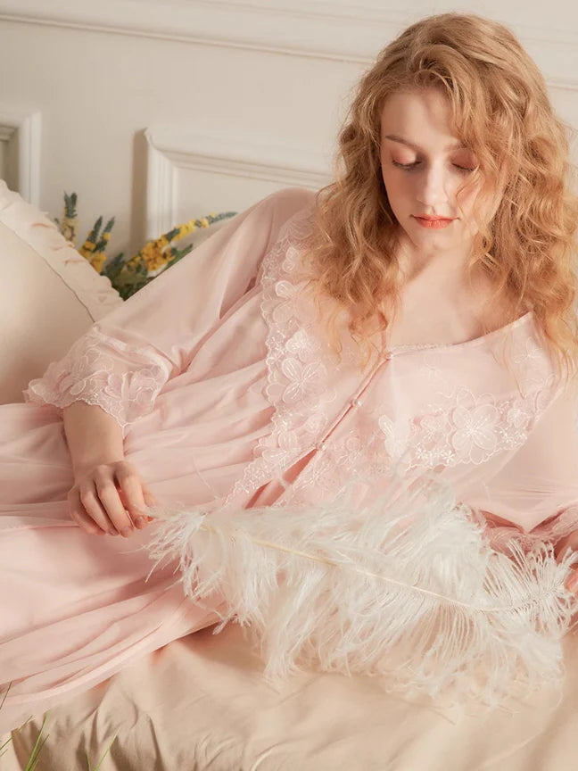 Blush Lace Fantasy Nightgown Set