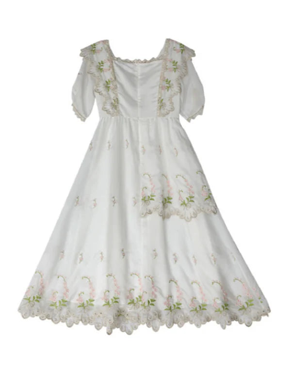 Victorian Floral White Dress