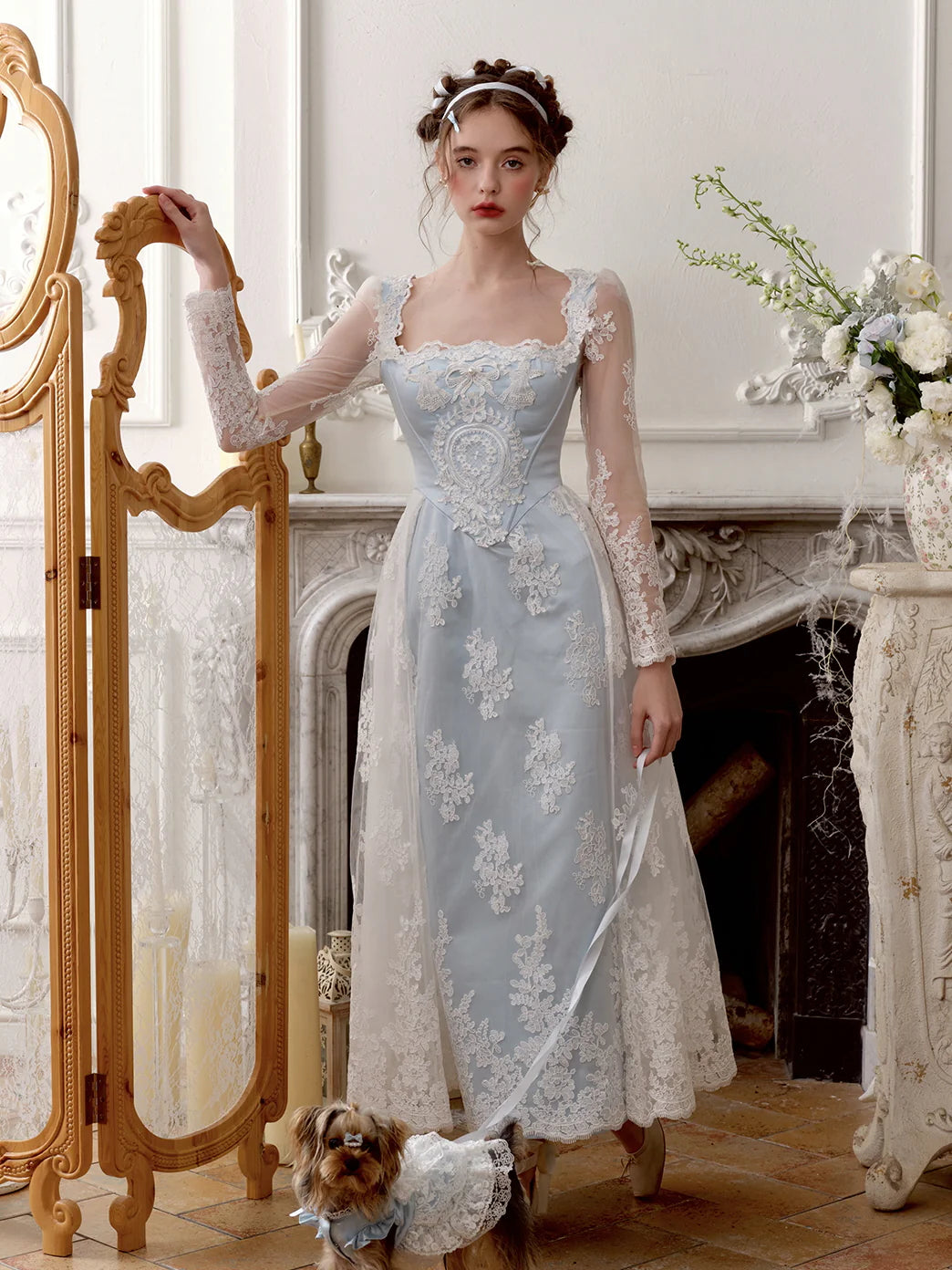 Enchanted Blue Lace Fairytale Gown