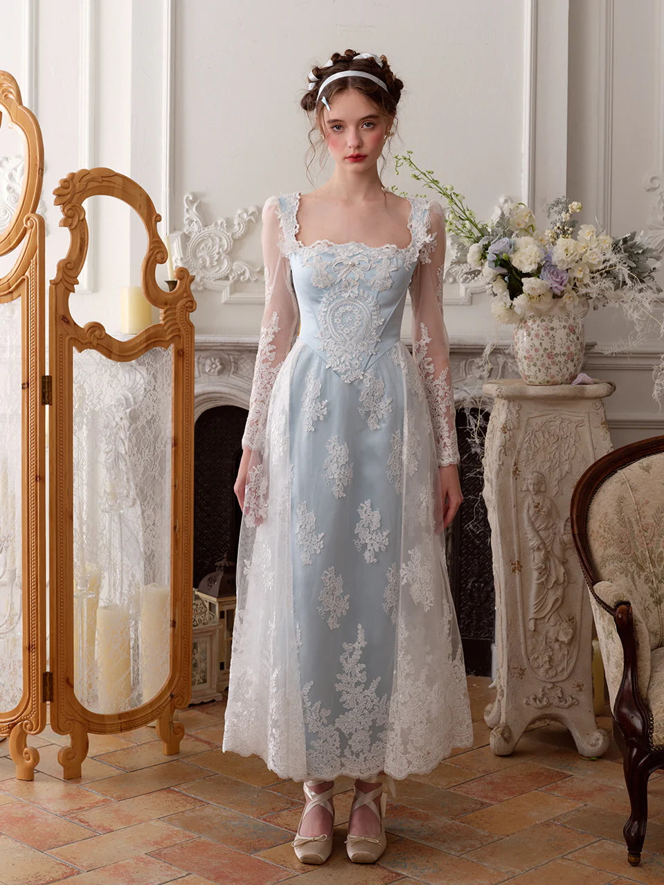 Enchanted Blue Lace Fairytale Gown