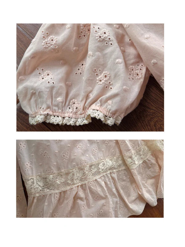 Blush Embroidered Cotton Tea Dress