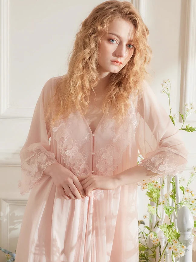 Blush Lace Fantasy Nightgown Set