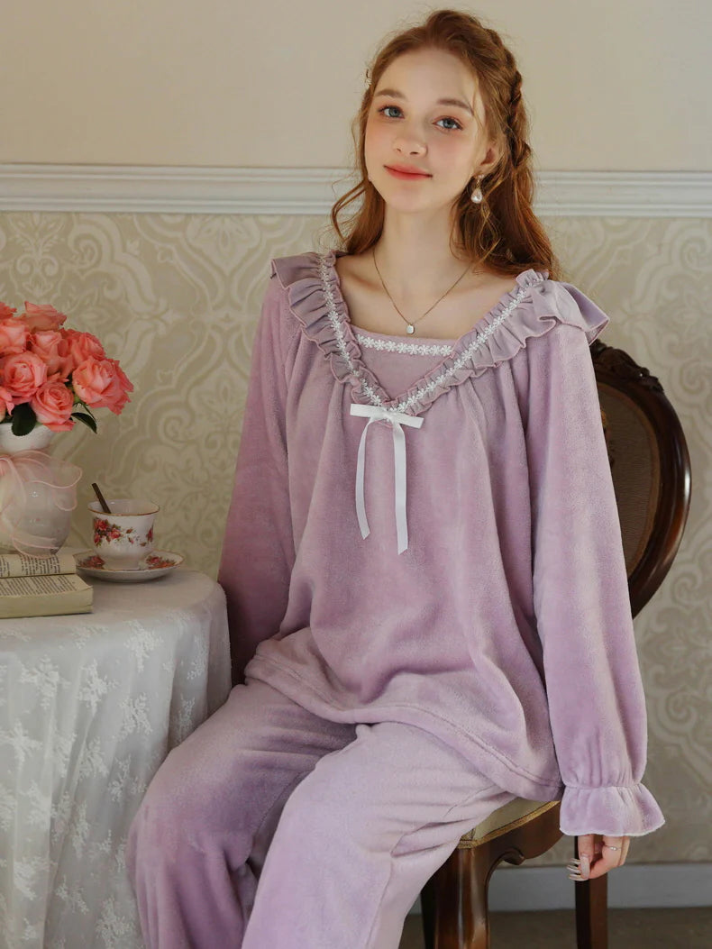 Velvet Ruffled Coquette Lounge Set