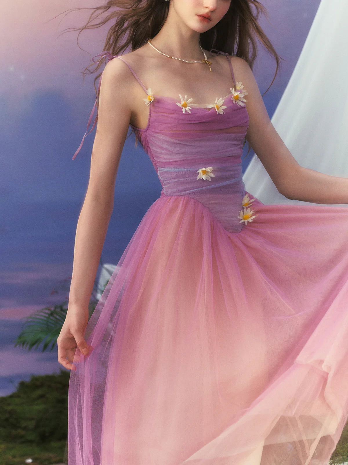 Moonlit Petal Fairy Gown Ombre Tulle Dress