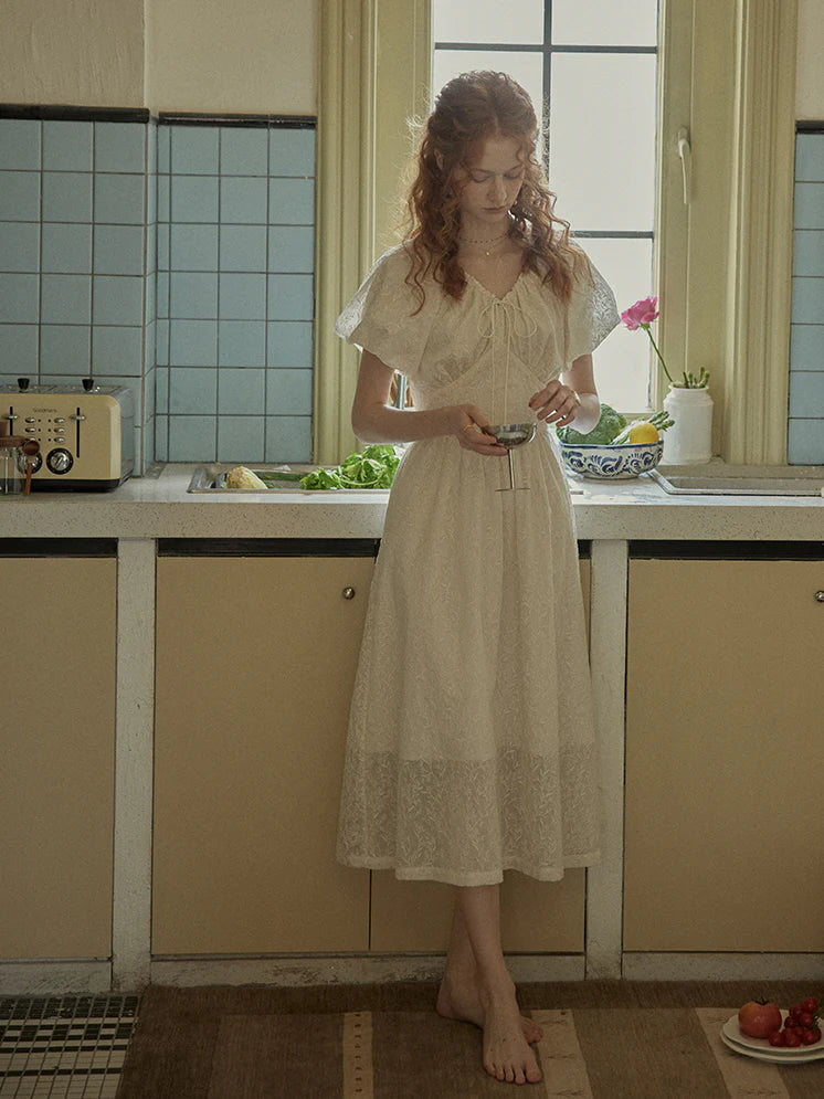 Enchanted Embroidered Puff Sleeve Dress