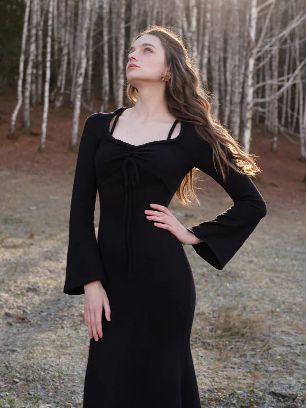 Classic Grace Black Cable Knit Dress