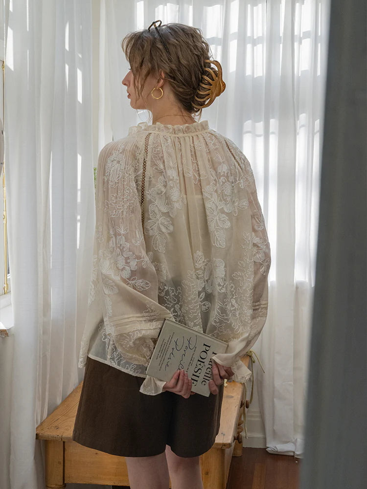 Ethereal Embroidered Lace Blouse