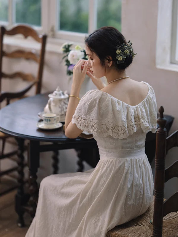 Ivory Whisper Embroidered Dress