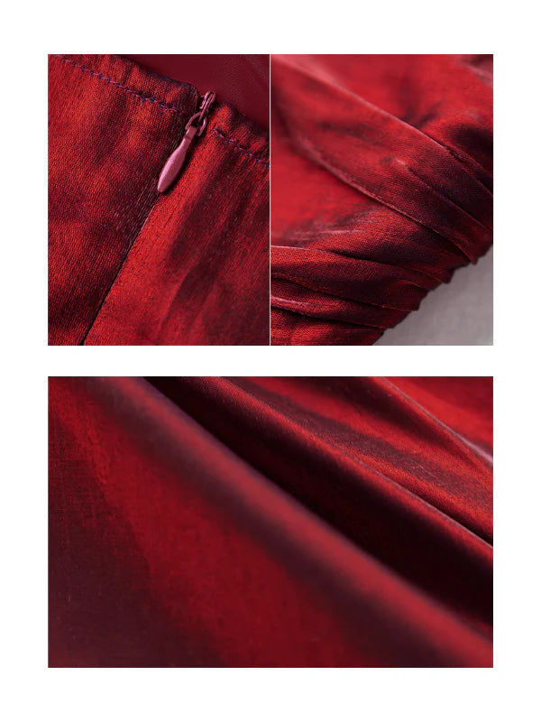 Crimson Elegance Mermaid Bow Dress