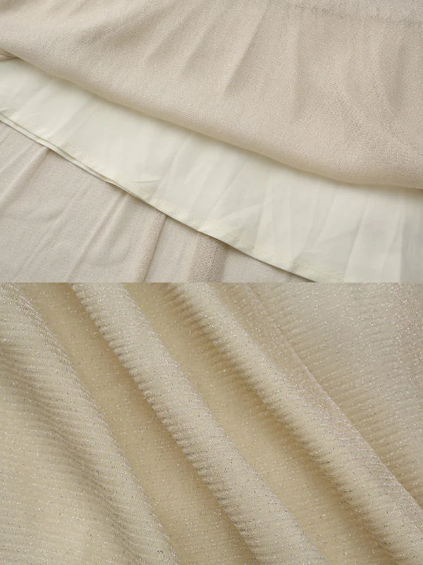 Beige Ruffle Verse Dress