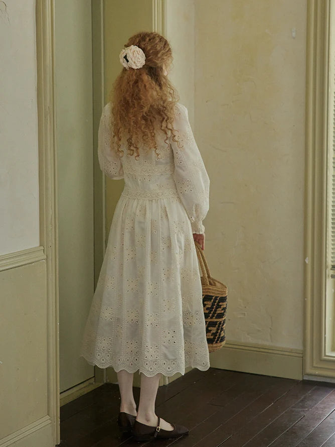 Vintage Lace Embroidered Long Dress