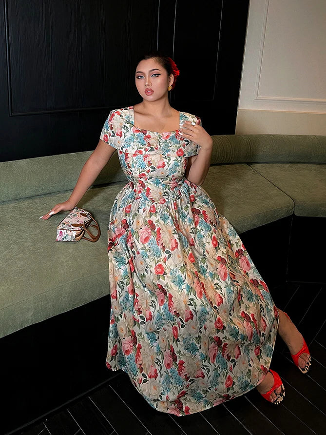 Blossom Garden Square-Neck Floral Dress