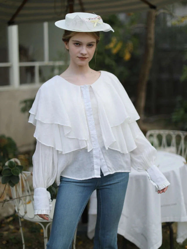Ruffled Cloud Linen Blouse