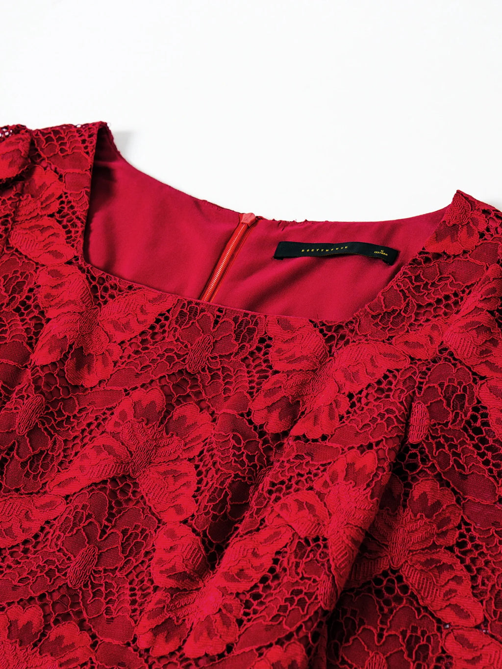 Scarlet Elegance Lace Midi Dress