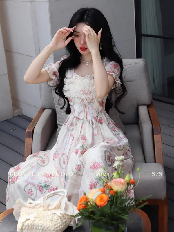 Floral Elegance Frill Dress