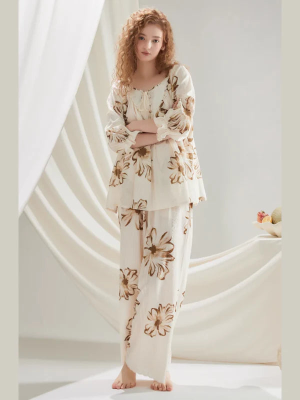Vintage Floral Cotton Pajama Set