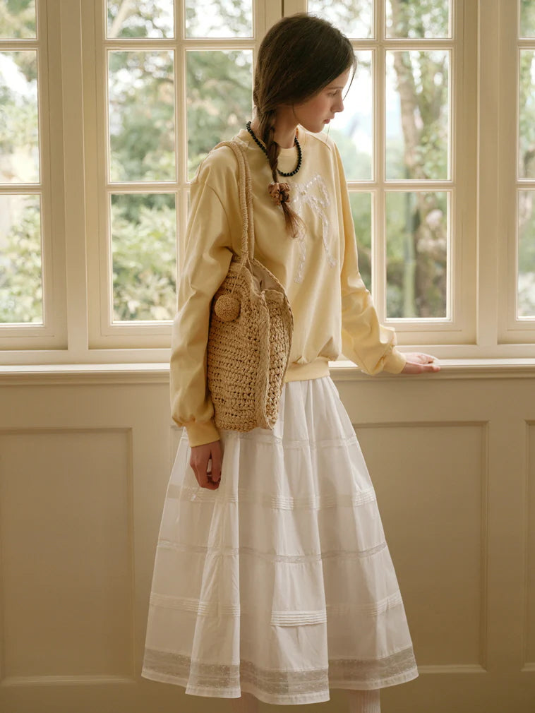 Vintage Lace Ribbon Sweatshirt