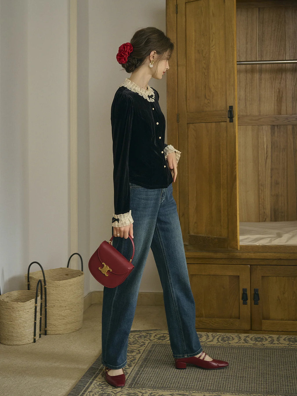 Velvet Elegance Vintage Blouse