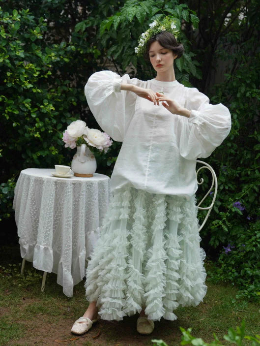 Whimsical Cloud Ruffle Skirt