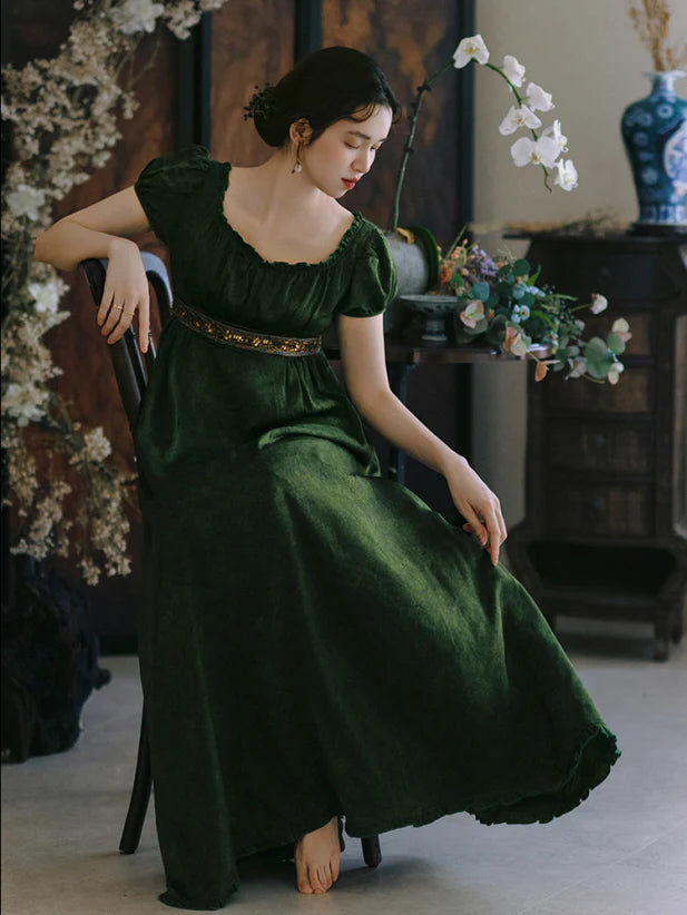 Enchanted Forest Velvet Empire Dress