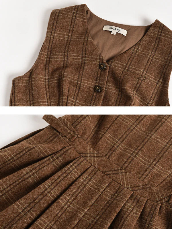 Timeless Plaid Wool Blend Vintage Dress