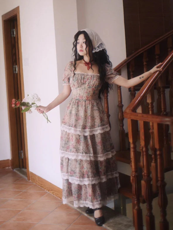 Antique Rose Lace Corset Dress