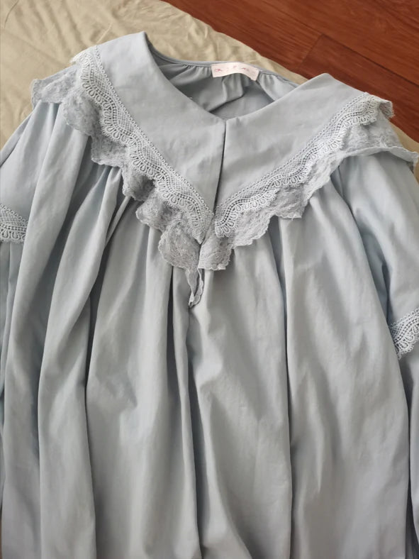 Elegant Lace-Trimmed Cotton Pajama Set