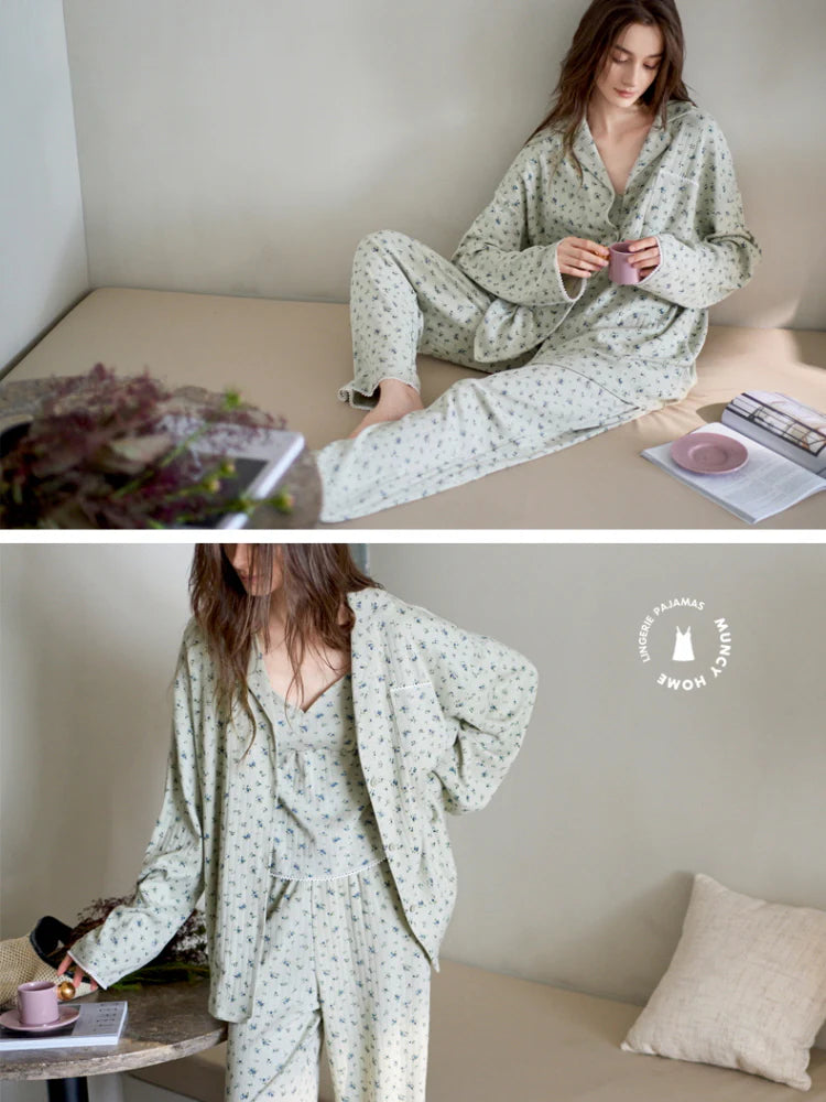 Pastel Floral Cotton Pajama Set