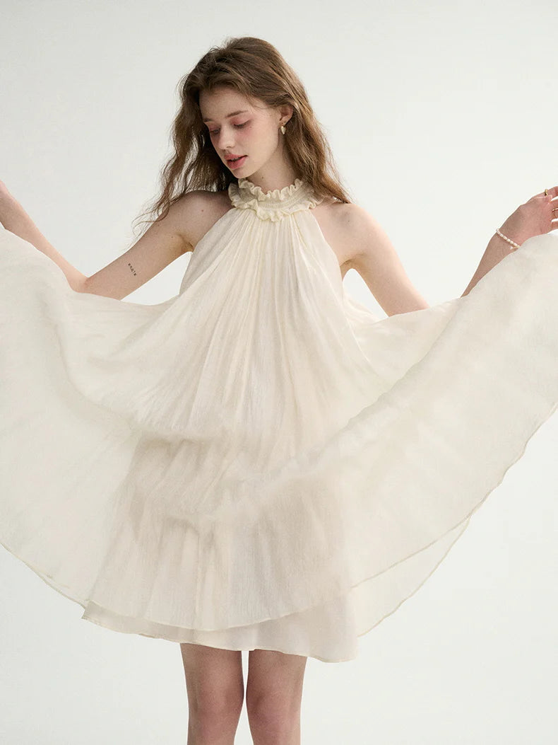 Ethereal Ruffle Halter Dress