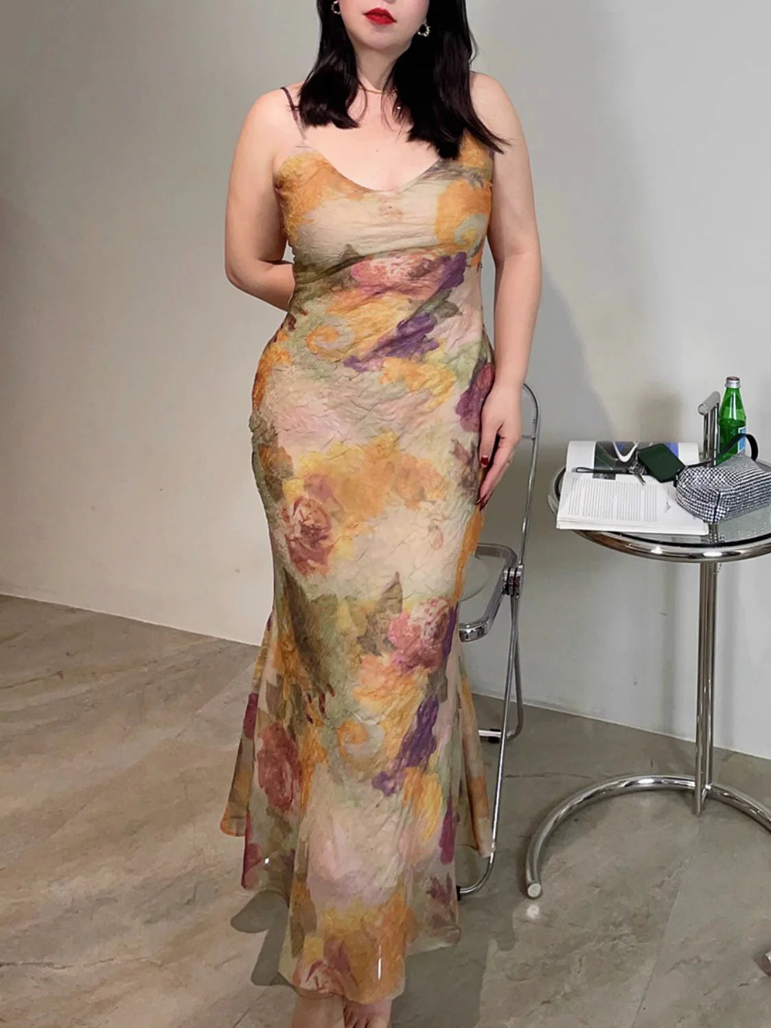 Plus Size Watercolor Garden Rose Dress