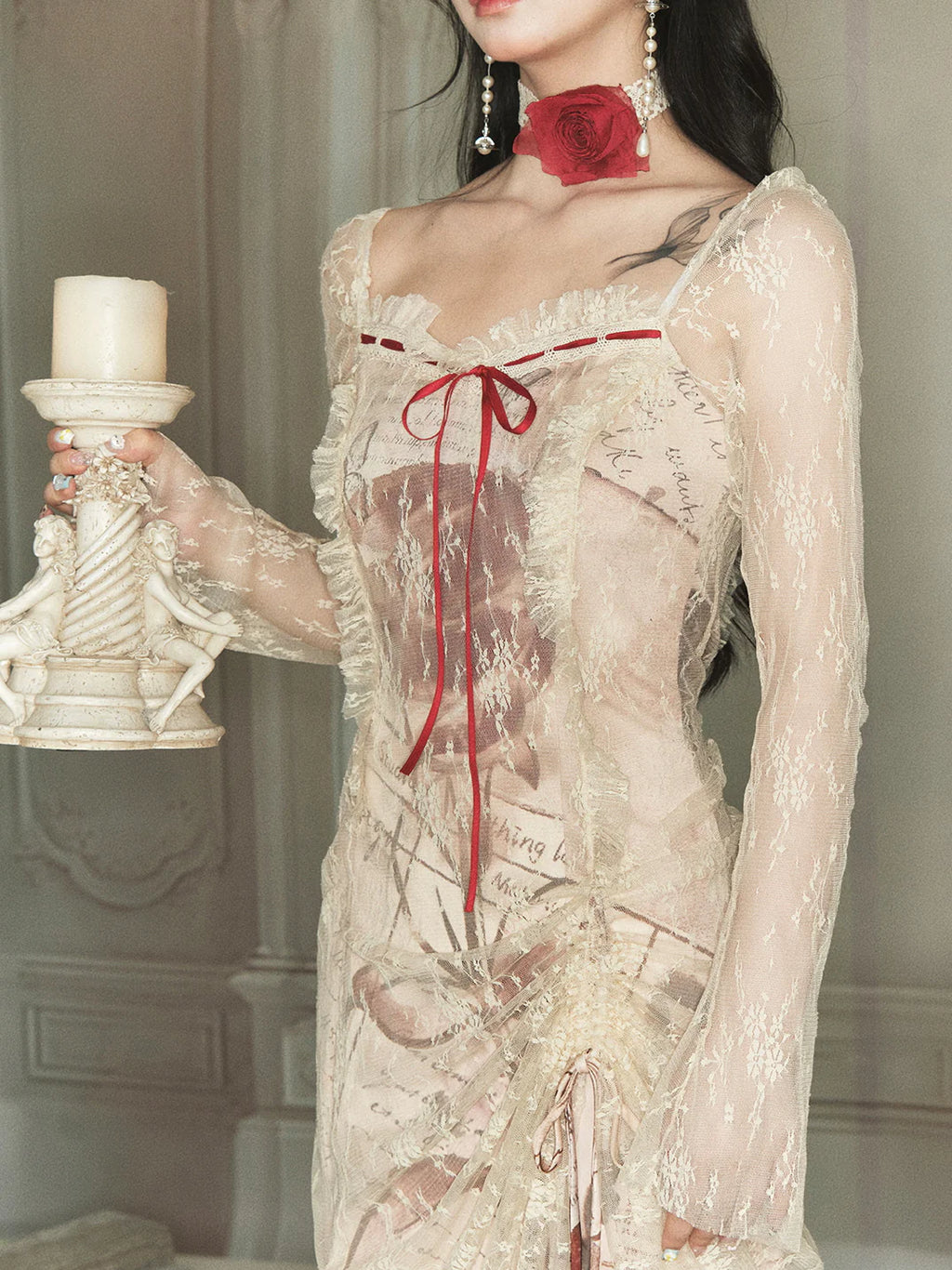 Vintage Manuscript Lace Dress