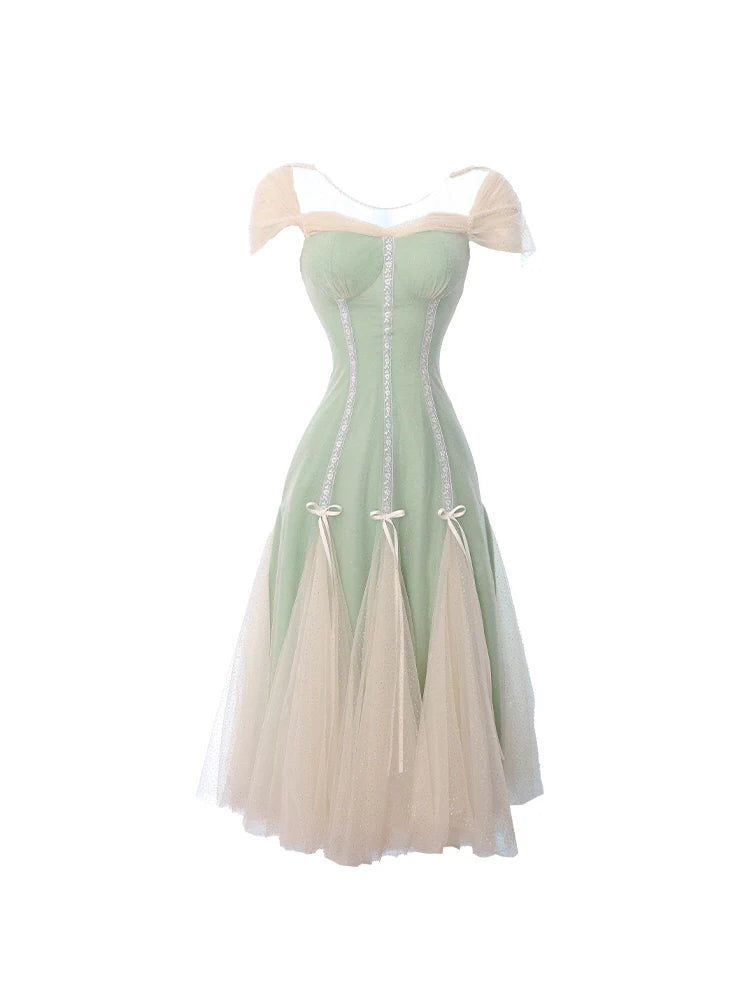 Evelyn's Mint Princess Slit Mesh Dress