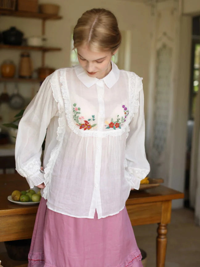 Blooming Petals Embroidered Blouse