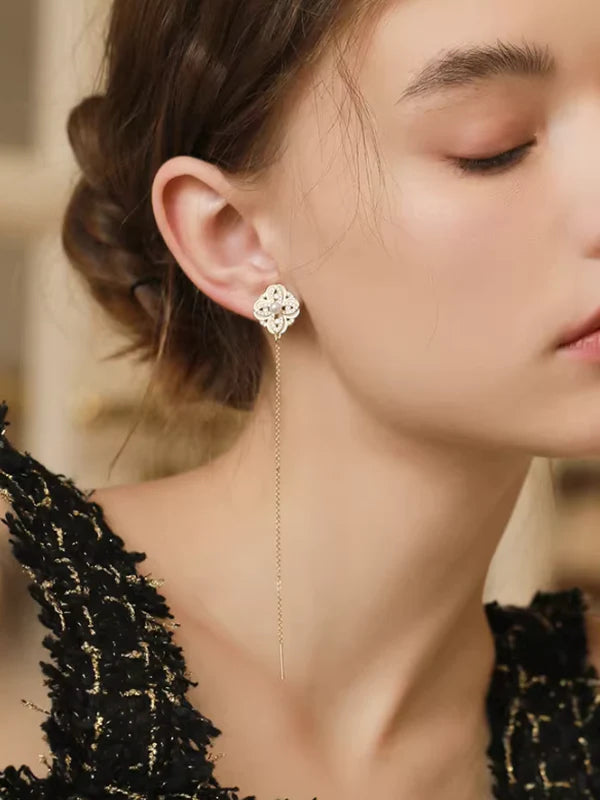 Gray Drop Pearl Surgical Earrings