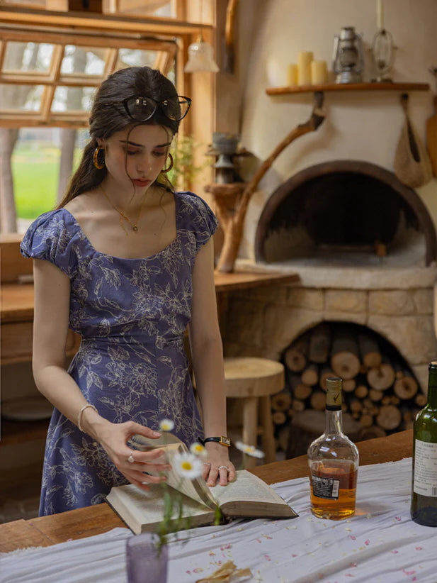 Blue Garden Floral Dress