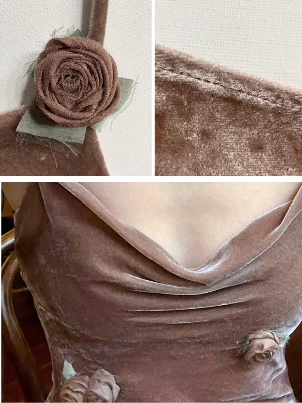 Velvet Blossom Evening Gown