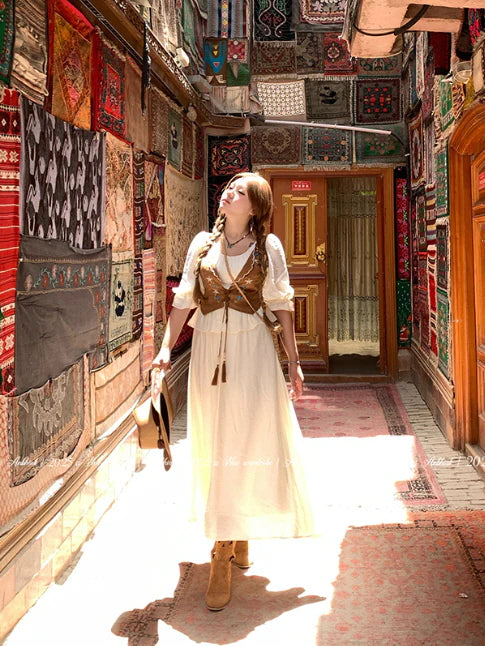 Western Prairie Embroidered Vest Dress