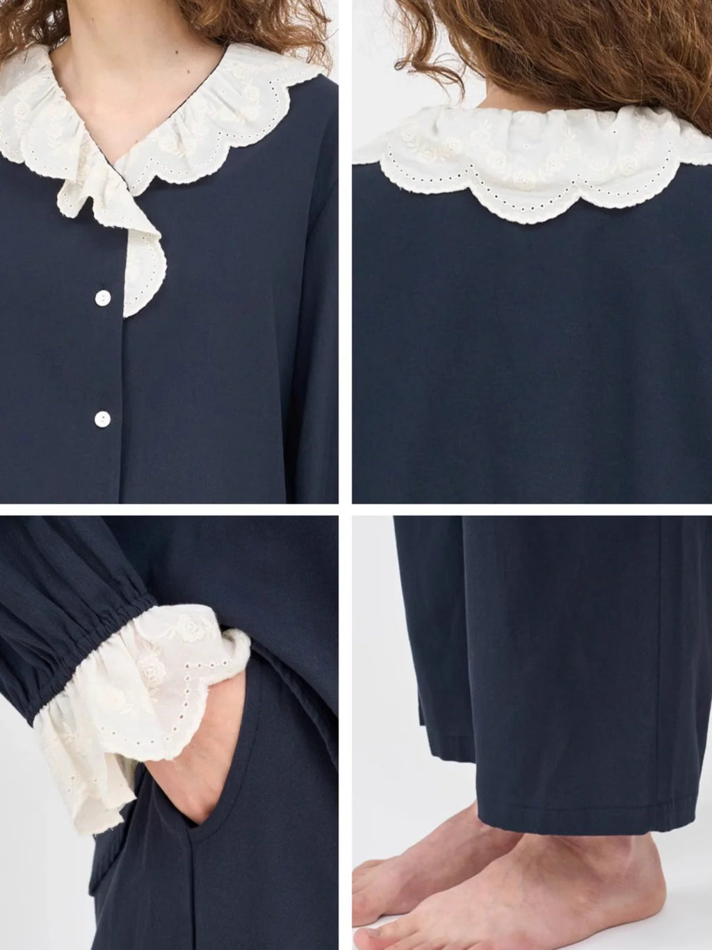 Midnight Elegance Lace Pajama Set