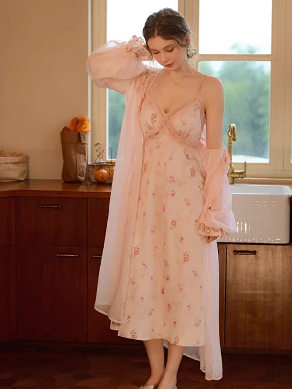Pink Blossom Silky Loungewear Set