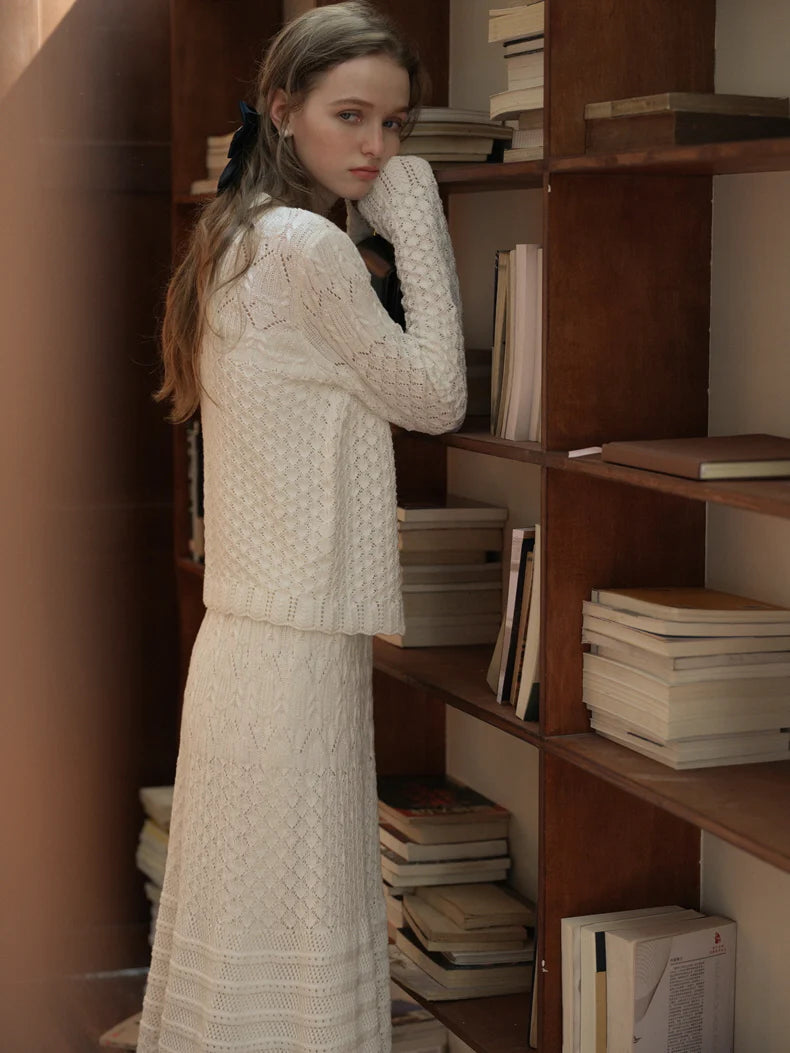 Ethereal Textured Knit Maxi Skirt