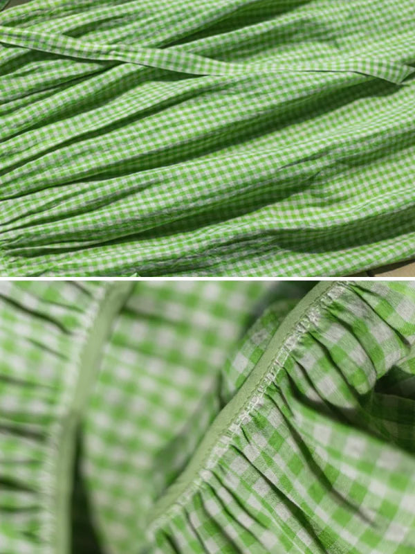 Spring Whisper Green Checkered Dress